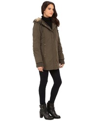 DKNY Hooded Faux Fur Hi Lo Fitted Parka 82503 Y5