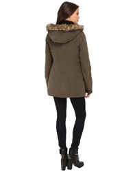 DKNY Hooded Faux Fur Hi Lo Fitted Parka 82503 Y5