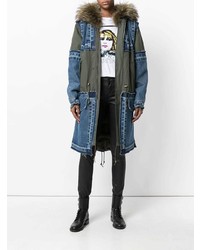 Furs66 Hooded Patchwork Parka