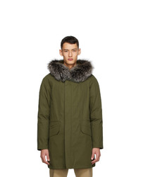 Yves Salomon Army Khaki Down And Fur Jacket