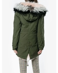 Mr & Mrs Italy Khaki Pink And Grey Fur Lined Parka
