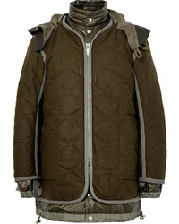 Sacai Layered Quilted Wool And Shell Parka