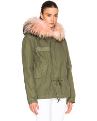 Mr Mrs Italy Mini Army Parka Jacket With Coyote Raccoon Fur