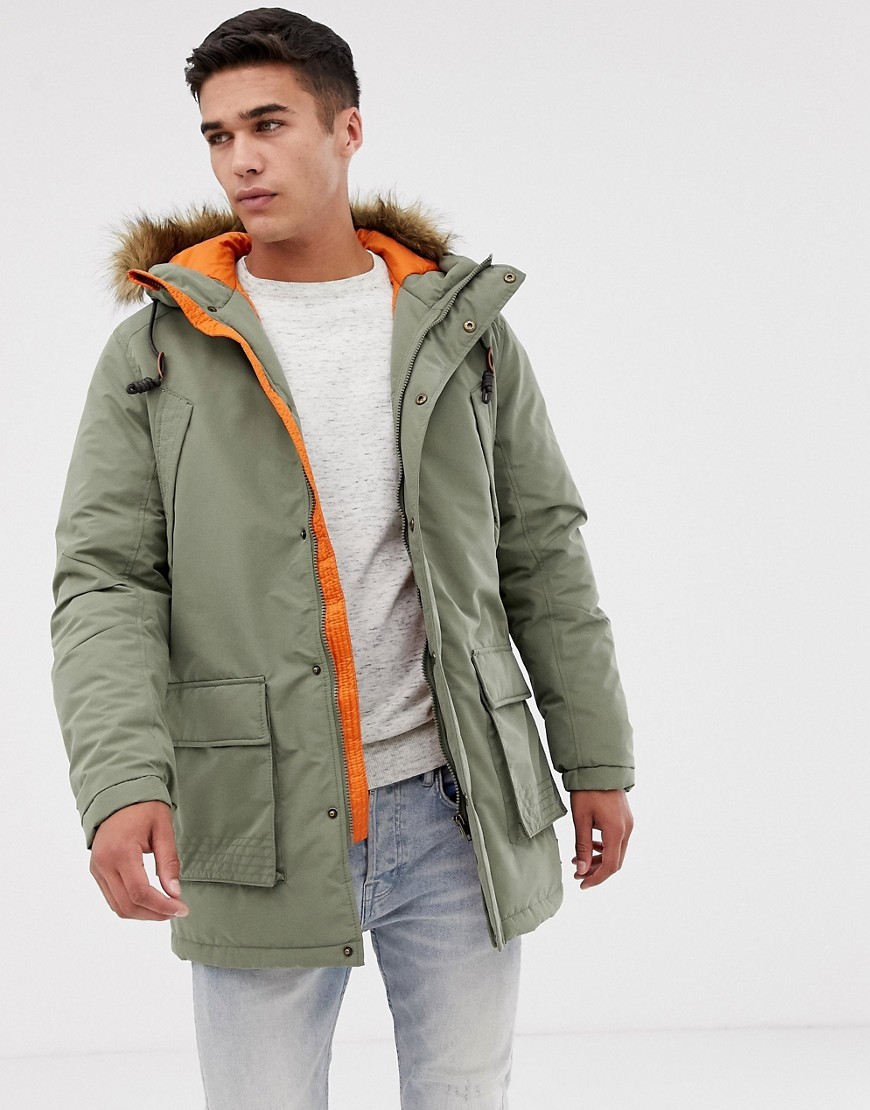 Jack & Jones Parka Jacket With Faux Fur Hood, $40 | Asos | Lookastic