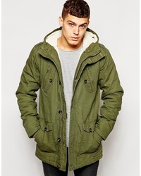 Solid Parka With Faux Fur Hood