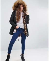 Asos Parka With Faux Tiger Fur Lining