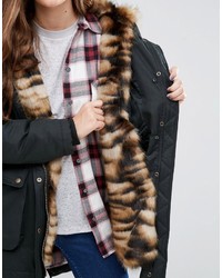 Asos Parka With Faux Tiger Fur Lining