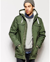 Solid Parka With Fleece Lined Hood