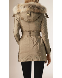 Burberry Parka With Fur Hood And Down Filled Warmer