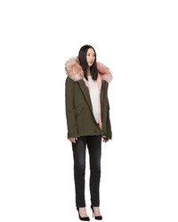 MR AND MRS ITALY Pink And Green Fur Mini Parka