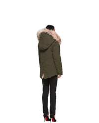 MR AND MRS ITALY Pink And Green Fur Mini Parka