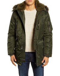 Schott NYC Satin Flight Parka With Removable Faux