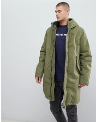 G Star Sherpa Lined Hooded Parka In Green