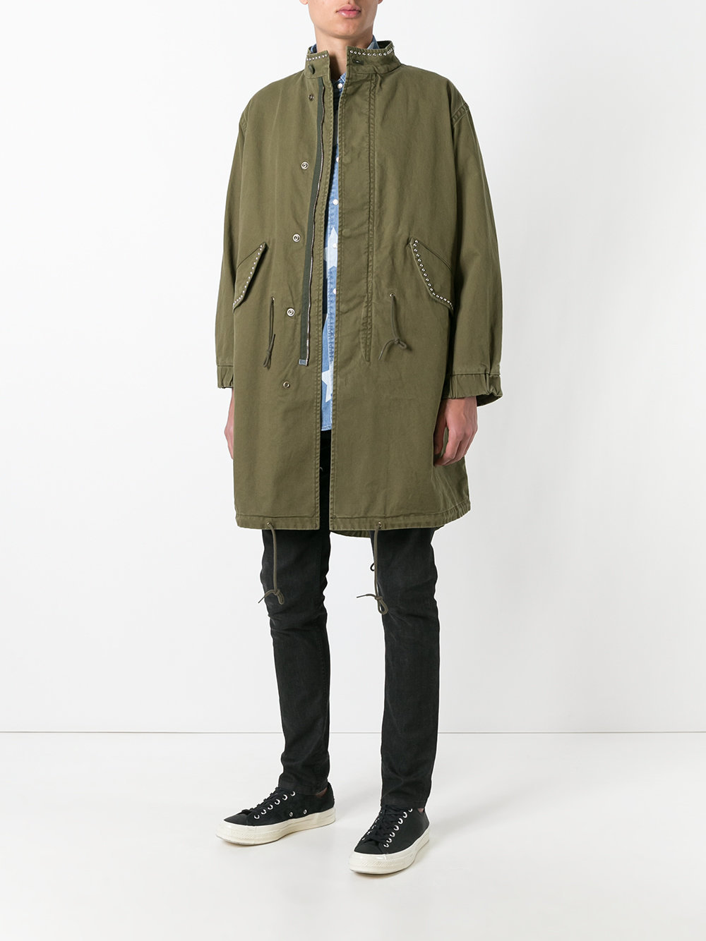 Saint Laurent Sweet Dreams Studded Parka Green, $951 | farfetch.com ...