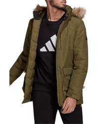 adidas Utilitas Hooded Parka With Faux In Focus Olive At Nordstrom