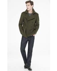 Double Breasted Wool Blend Peacoat