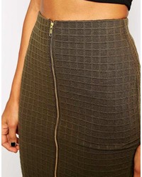 Asos Collection Column Pencil Skirt In Texture With Zip Front