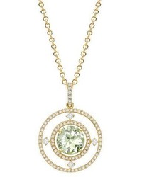 Kiki McDonough Apollo Green Amethyst Diamond Pendant Necklace