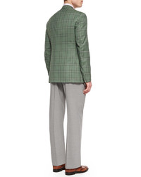 Isaia Plaid Jacket With Contrast Deco Greenlavender
