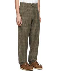 Engineered Garments Khaki Check Carlyle Trousers