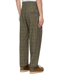 Engineered Garments Khaki Check Carlyle Trousers