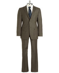 Black Brown 1826 Modern Fit Two Piece Plaid Wool Suit