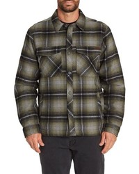 Olive Plaid Flannel Shirt Jacket
