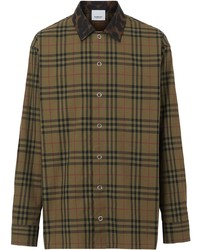 Burberry Contrast Collar Vintage Check Cotton Shirt