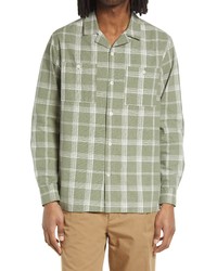 Wood Wood Dylan Plaid Organic Cotton Button Up Camp Shirt In Light Green At Nordstrom