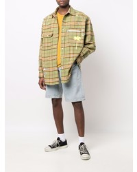 Palm Angels Painterly Print Checked Shirt