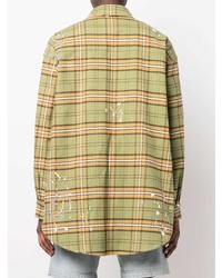 Palm Angels Painterly Print Checked Shirt