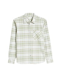 7 For All Mankind Plaid Stretch Cotton Button Up Shirt In Army At Nordstrom