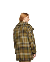 Burberry Tan Down Vintage Check Double Breasted Coat