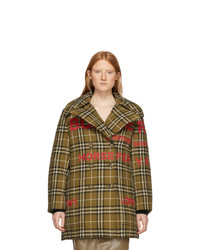 Burberry Tan Down Vintage Check Double Breasted Coat