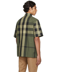 Burberry Green Cotton Check Short Sleeve Shirt