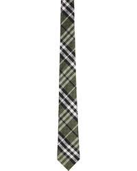 Burberry Green Silk Check Jacquard Modern Cut Tie