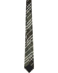 Burberry Khaki Silk Check Modern Cut Tie