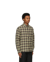 Marni Brown And Yellow Wool Check Padded Shirt