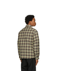 Marni Brown And Yellow Wool Check Padded Shirt