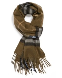 Burberry Giant Check Cashmere Scarf Bulrush Grey Olive Check One Size