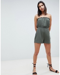 ASOS DESIGN Bandeau Jersey Playsuit With Shirred Waist