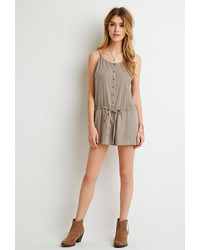 Forever 21 Button Front Drawstring Romper