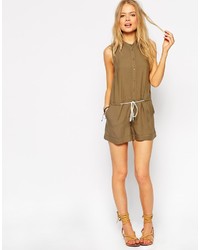 Asos Collection Utility Romper With Draw String Waist