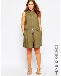 Asos Curve Utility Romper With Drawstring Waist