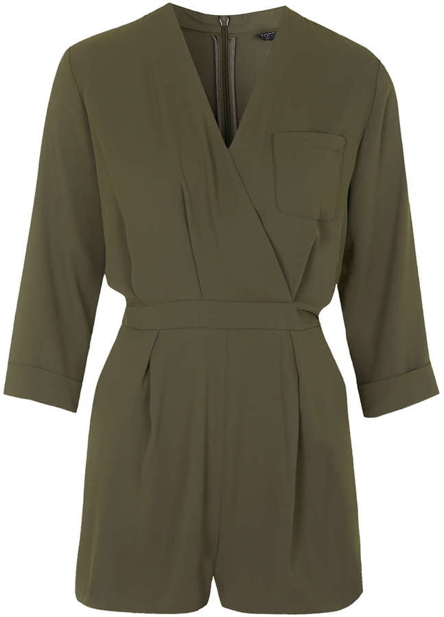 topshop green playsuit