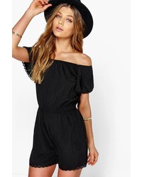 Boohoo Lola Off The Shoulder Woven Playsuit
