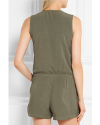 Splendid Pleated Voile Playsuit Army Green