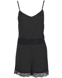 Boohoo Quinn Two  Tiered Lace Trim Playsuit