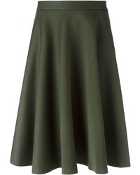 Olive Pleated Midi Skirt