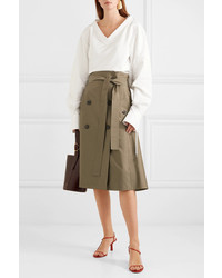 Adeam Cotton Blend Gabardine Midi Skirt